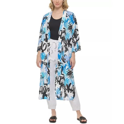 KARL LAGERFELD PARIS Women's Graffiti-Print Duster Kimono