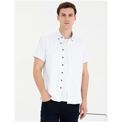 Açık Lacivert Slim Fit Kısa Kollu Gömlek