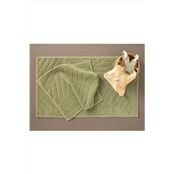 English Home Wavy Pamuklu Banyo Paspası Seti 60x100 Cm 60x50 Cm Yeşil 10037228