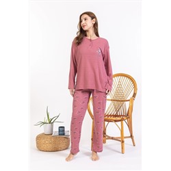 Mutlu City Kadın Orta Yaş ve Üzeri Regular/Rahat Kalıp Düz Desen Pamuk Anne Pijama Takımı 50