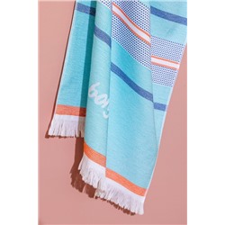 Serein Pamuklu Plaj Havlusu - Mavi/Turuncu - 70x150 cm