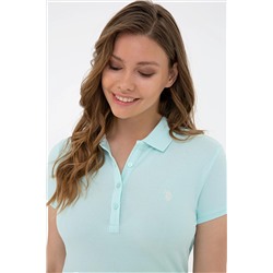 Kadın Su Yeşili Basic Polo Yaka Tişört