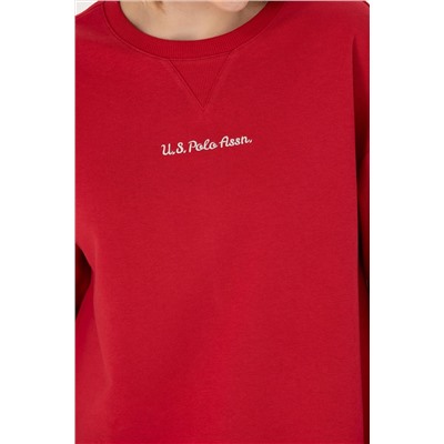 Kadın Kırmızı Bisiklet Yaka Sweatshirt