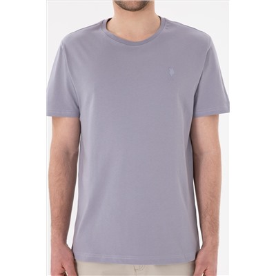 Erkek Regular Fit Bisiklet Yaka Gri Basic Tişört