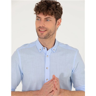 Açık Mavi Slim Fit Uzun Kollu Gömlek