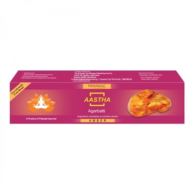 PATANJALI Aastha Agarbatti Amber  Благовоние Амбра 125г