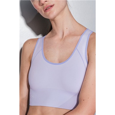 Sujetador deportivo reversible lila y blanco