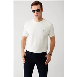 Avva Erkek Beyaz Bisiklet Yaka Kısa Kollu Esnek Baskılı Standart Fit Normal Kesim T-shirt A32y1007 A32Y1007