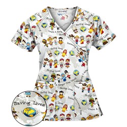 UA Create A World Mock Wrap Scrub Top