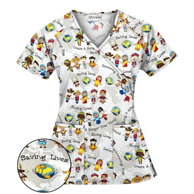 UA Create A World Mock Wrap Scrub Top