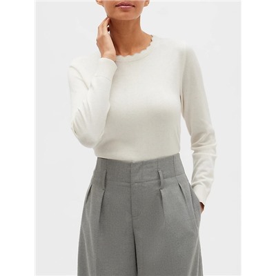 Washable Forever Scallop Crew Neck Sweater