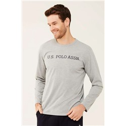 U.S. Polo Assn. Erkek Gri Melanj Uzun Kollu T-shirt 18467
