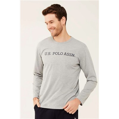 U.S. Polo Assn. Erkek Gri Melanj Uzun Kollu T-shirt 18467