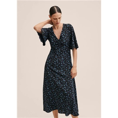 Vestido fruncido estampado -  Mujer | MANGO OUTLET España