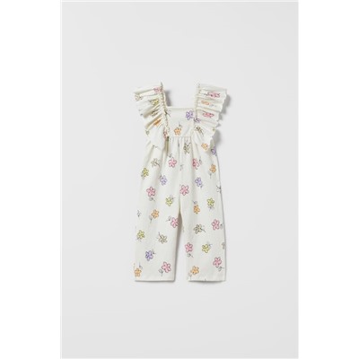 TEXTURED FLORAL JUMPSUIT
