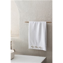 Opal Nakışlı %100 Pamuk Yüz Havlusu - Beyaz - 50x76 cm