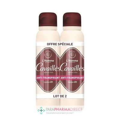 Cavaillès - L'Homme - Anti-Transpirant - Contrôle 48H - Déodorant Spray 2x150 mlLot  × 2