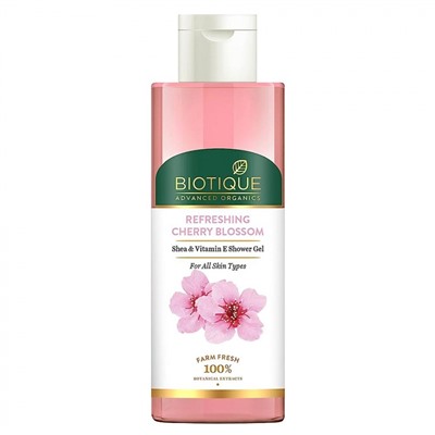 BIOTIQUE Advanced Organics Refreshing Cherry Blossom Shea &amp; Vitamin E Shower Gel Восстанавливающий гель для душа с вишневым цветком, маслом ши и витамином Е 200мл