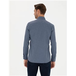 Koyu Mavi Slim Fit Uzun Kollu Gömlek