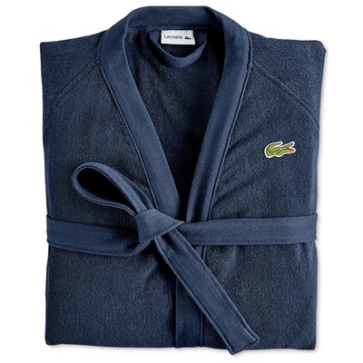 LACOSTE HOME Logo Patch 100% Cotton Pique Bath Robe