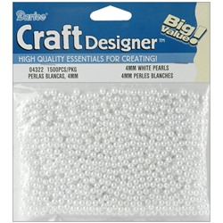 Darice 1500-Piece Round Pearl Bead, 4mm, White