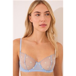PRETTY Sujetador balconette tul bordado azul