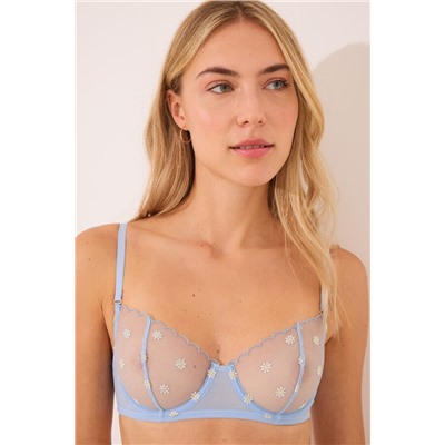 PRETTY Sujetador balconette tul bordado azul