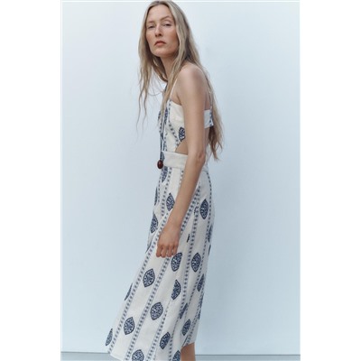 MIDI DRESS WITH CUT-OUT EMBROIDERY