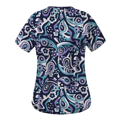 UA Paisley Showers Dark Lilac Scrub Top