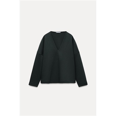 INTERLOCK V-NECK TOP