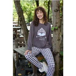 Aydoğan Kadın Termal Pijama Takımı Odunsu Kahve Yeni Sezon İYİBU30055