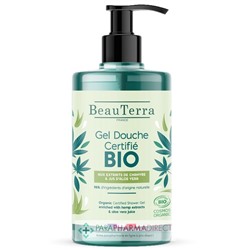 BeauTerra Gel Douche Certifié BIO - Aux Extraits de Chanvre & Jus d'Aloe Vera 750 mL
