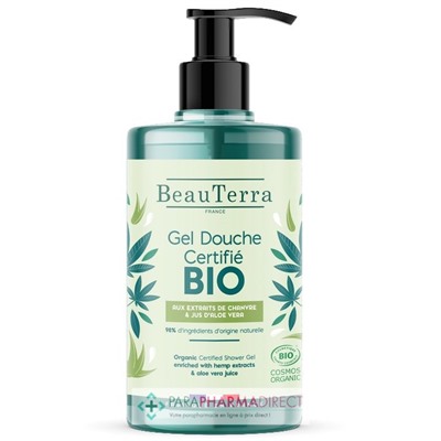 BeauTerra Gel Douche Certifié BIO - Aux Extraits de Chanvre & Jus d'Aloe Vera 750 mL