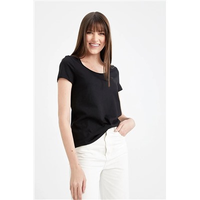 Defacto Regular Fit Bisiklet Yaka Kısa Kollu %100 Pamuk Tişört K1508AZ23SM