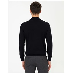 Lacivert Slim Fit Yarım Balıkçı Yaka Basic Triko Kazak