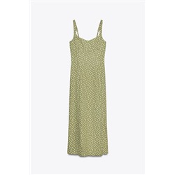 POLKA DOT LINEN BLEND MIDI DRESS
