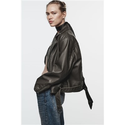 FAUX LEATHER BIKER JACKET
