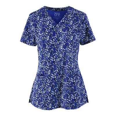 Barco One Scrubs Synergy Cobalt Print Top