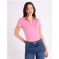 SPLIT NECK LACE TRIM POLO SHIRT