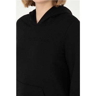 Kadın Siyah Kapüşonlu Sweatshirt