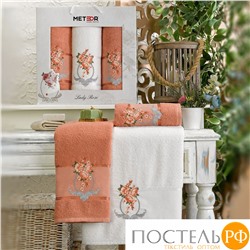 11252 Комп. Пол. METEOR махр. в короб. (50x90/2 шт.)(70х140/1 шт.) 3 шт LADY ROSE персиковый