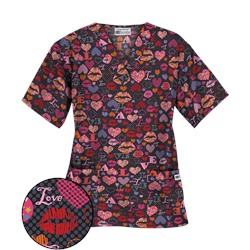 UA Read My Lips Black Print Scrub Top