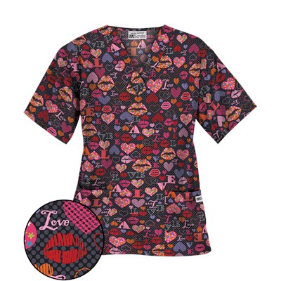 UA Read My Lips Black Print Scrub Top