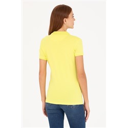 Kadın Neon Sarı Basic Polo Yaka Tişört