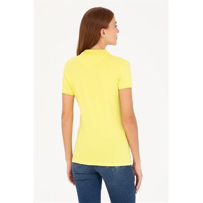 Kadın Neon Sarı Basic Polo Yaka Tişört