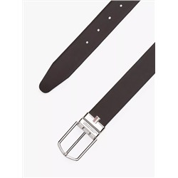 Round Buckle Reversible Leather Belt