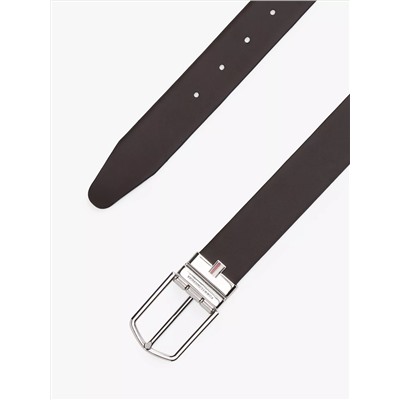 Round Buckle Reversible Leather Belt