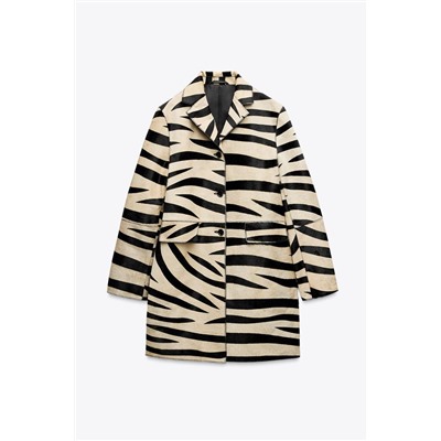 ANIMAL PRINT LEATHER COAT ZW COLLECTION