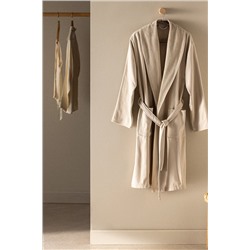 Eleta Şalyaka %100 Pamuk Unisex Bornoz - Bej