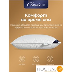 CLASSIC by T ШАЛЕ Подушка пуховая 50х70, 1000 гр.,1пр.,хл-плстр/пух серый